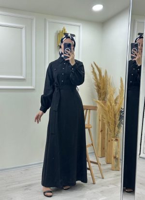 Düğme Detaylı Elbise