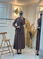 Bel Bağcıklı Düğme Detaylı Etekli Takım