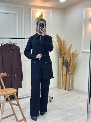 Cep Detaylı Kuşaklı Pantolon Takım